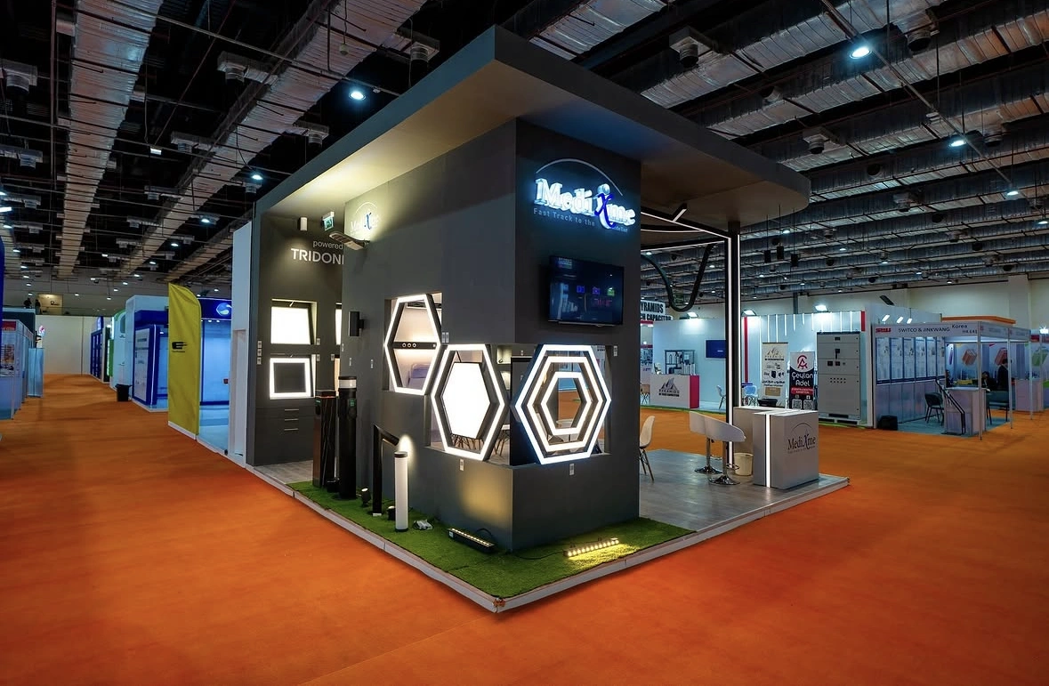 Custom-fabricated exhibition stall with lighting and brand graphics in Kochi