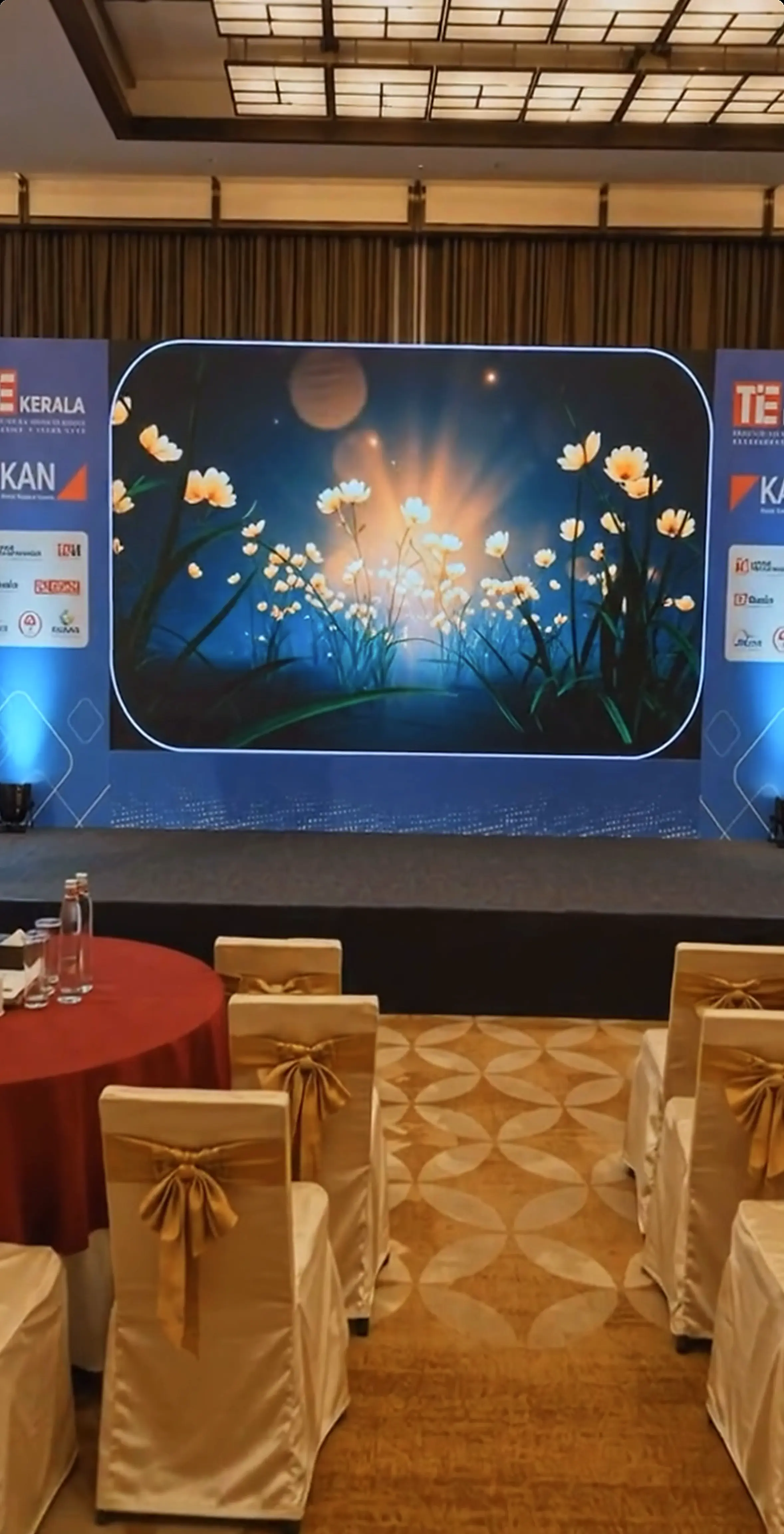 Live stage show with concert lighting, haze and LED screens in Kerala