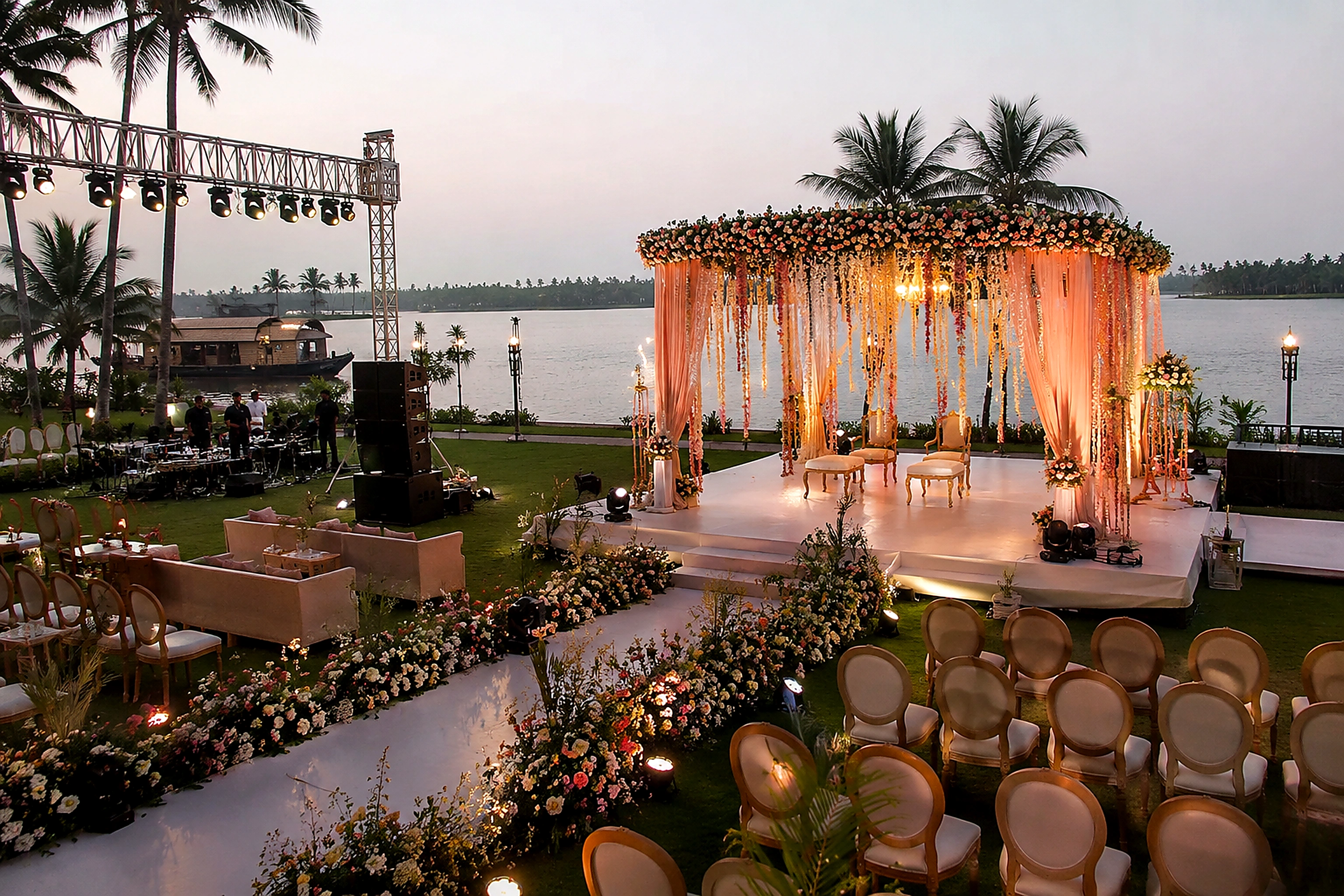 Destination wedding production at Kerala backwaters by Auron Event Productions